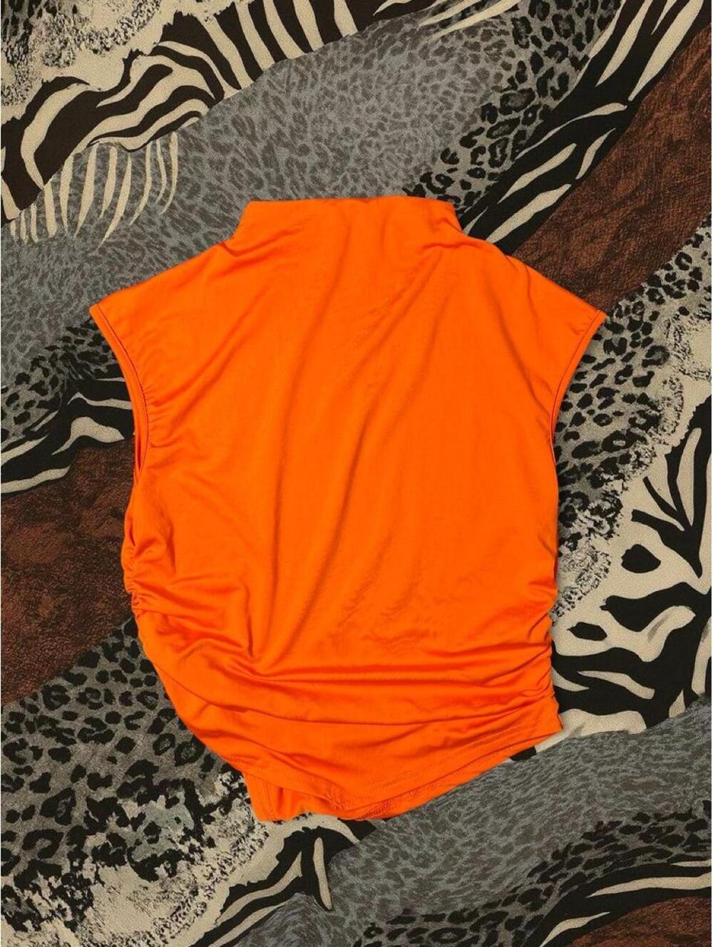 Orange sleeveless crop top #summer #vibrant